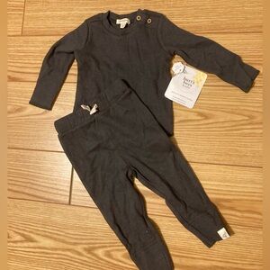 Burt's Bees Baby Dark Gray Two Piece Set